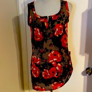 Silk St John Collection sleeveless floral top purple & orange